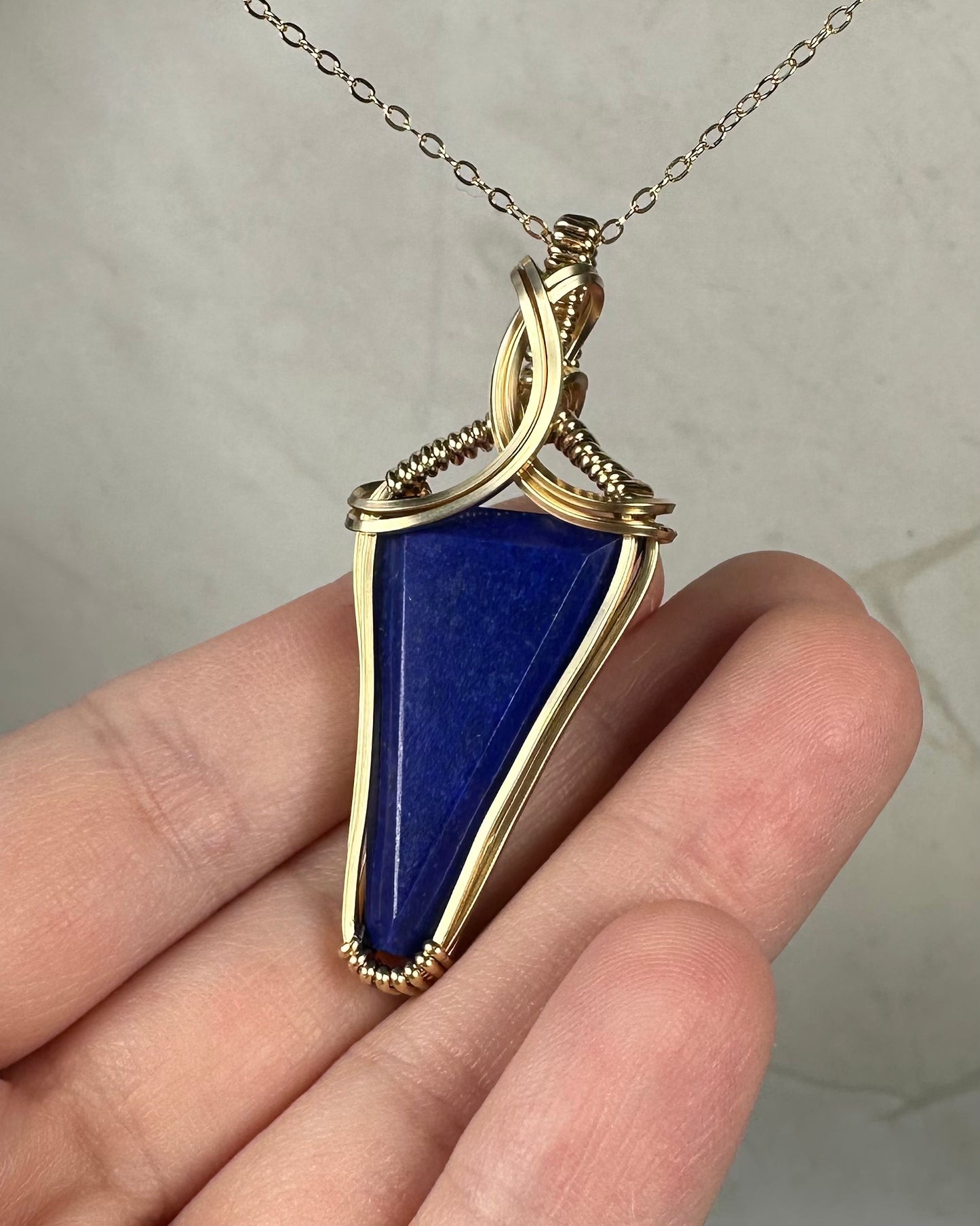 Lapis Lazuli Pendant Wire-Wrapped in 14k Goldfilled