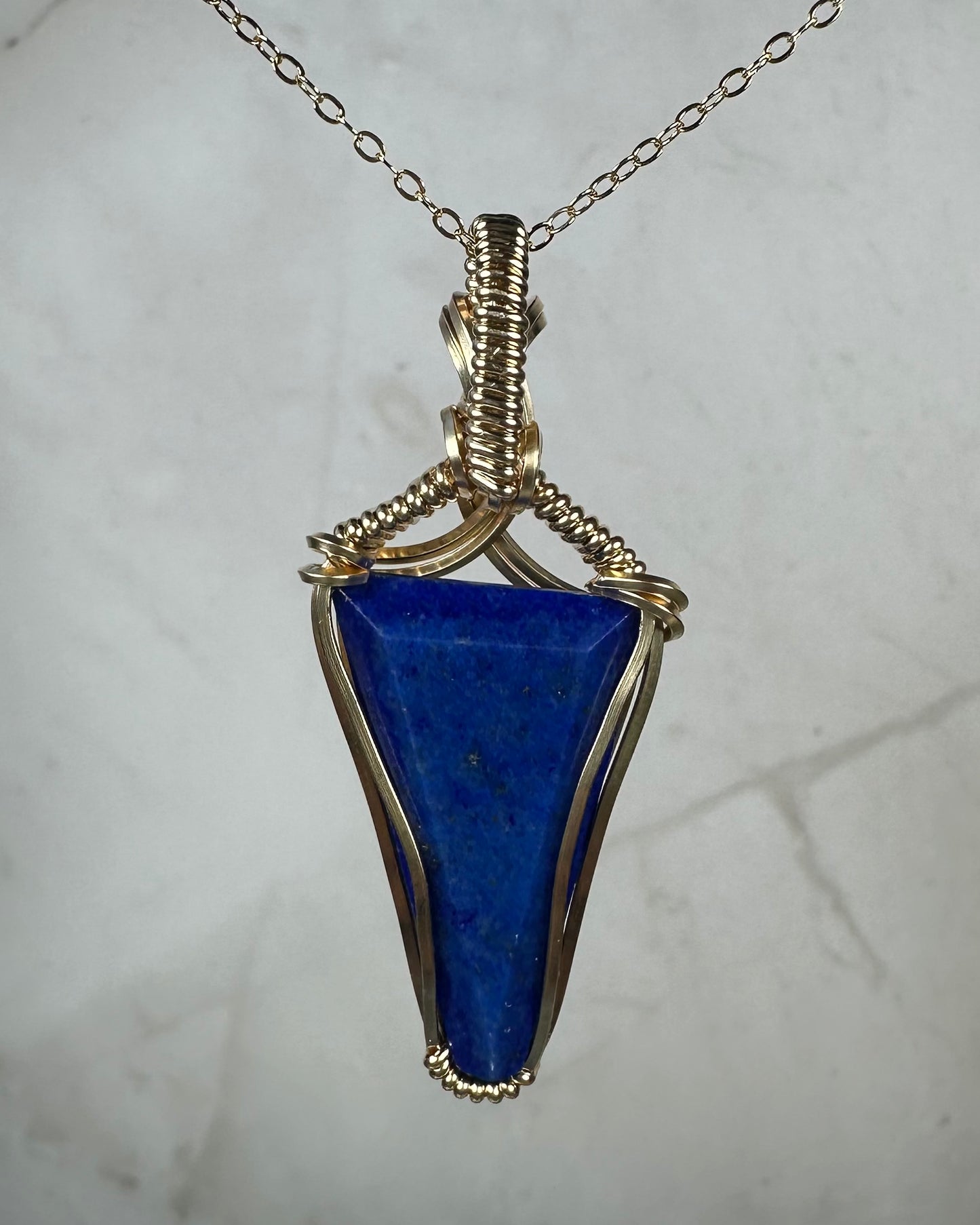Lapis Lazuli Pendant Wire-Wrapped in 14k Goldfilled