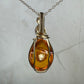 Carved Intaglio Baltic Amber with a Rose Pendant Wire-Wrapped in 14k Goldfill