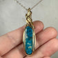 Wire-Wrapped Ithaca Peak Turquoise with Pyrite Pendant in 14k Goldfill