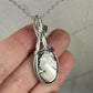 Sterling Silver Wire-Wrapped Vintage Mother of Pearl Carved Cameo Pendant