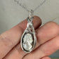 Sterling Silver Wire-Wrapped Vintage Mother of Pearl Carved Cameo Pendant