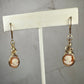 Vintage Carved Shell Cameos of Women Dangle Earrings Wire-Wrapped in 14k Goldfill