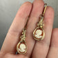 Vintage Carved Shell Cameos of Women Dangle Earrings Wire-Wrapped in 14k Goldfill