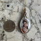 Vintage French Limoges Porcelain Cameo of Dark-Haired Woman Pendant Wrapped in Sterling Silver and 14k Goldfilled Wire