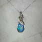 Aurora Opal Doublet Pendant Wire-Wrapped in Sterling Silver