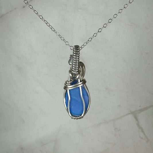 Aurora Opal Doublet Pendant Wire-Wrapped in Sterling Silver