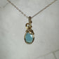 Rosecut Aqua Blue Chalcedony Pendant Wire-Wrapped in 14k Goldfill