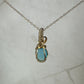 Rosecut Aqua Blue Chalcedony Pendant Wire-Wrapped in 14k Goldfill