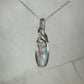 Aurora Opal Doublet Pendant Wire-Wrapped in Sterling Silver