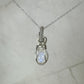 Rainbow Moonstone Pendant Wire-Wrapped in Sterling Silver