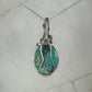 Parrot-Wing Chrysocolla Pendant Wire-Wrapped in Sterling Silver