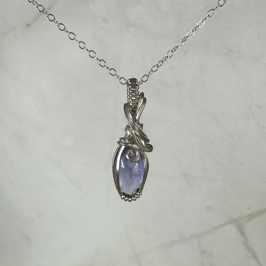 Tanzanite Pendant Wire-Wrapped in Sterling Silver