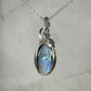 Rainbow Moonstone with Black Tourmaline Pendant Wire-Wrapped in Sterling Silver