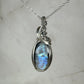 Rainbow Moonstone with Black Tourmaline Pendant Wire-Wrapped in Sterling Silver