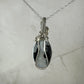 Rainbow Moonstone with Black Tourmaline Pendant Wire-Wrapped in Sterling Silver