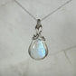 Rainbow Moonstone Pendant Wire-Wrapped in Sterling Silver