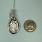 Sterling Silver Wire-Wrapped Vintage Mother of Pearl Carved Cameo Pendant of Miraculous Virgin Mary