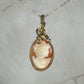 Wire-Wrapped Vintage Carved Shell Cameo of Woman Pendant in 14k Goldfill