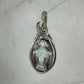 Sterling Silver Wire-Wrapped Vintage Mother of Pearl Carved Cameo Pendant of Miraculous Virgin Mary