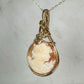 Wire-Wrapped Vintage Carved Shell Cameo of Woman Pendant in 14k Goldfill