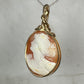 Antique Victorian/Edwardian Carved Shell Cameo Portrait of the Goddess Diana Pendant Wire-Wrapped in 14k Goldfilled Wire