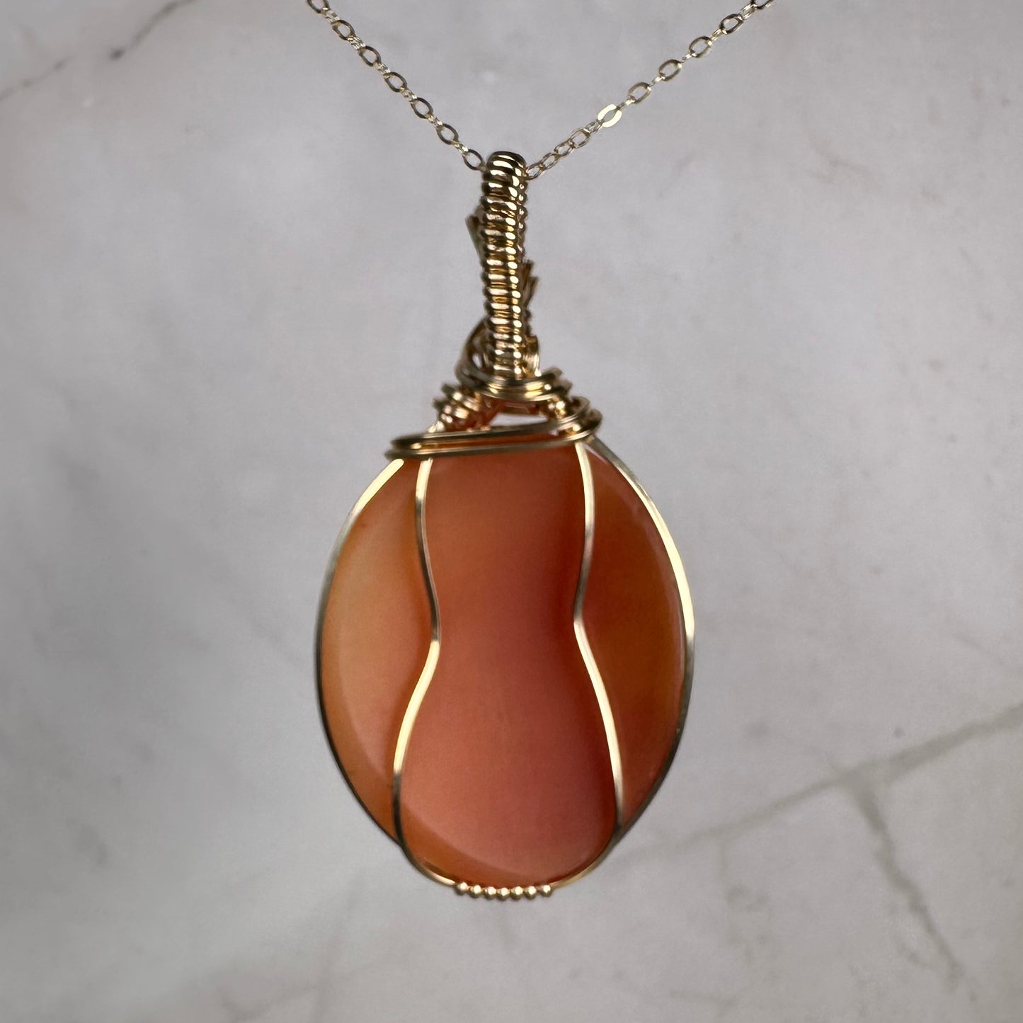 Antique Victorian/Edwardian Carved Shell Cameo Portrait of the Goddess Diana Pendant Wire-Wrapped in 14k Goldfilled Wire
