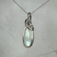 Sterling Silver Wire-Wrapped Rainbow Moonstone Pendant