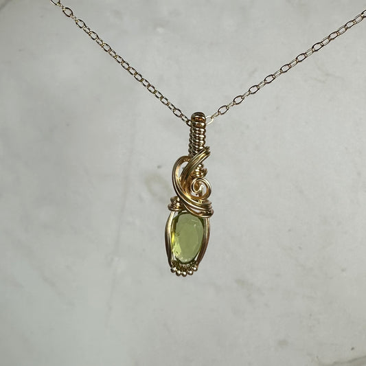 Wire-Wrapped Rosecut Peridot Pendant in 14k Goldfill