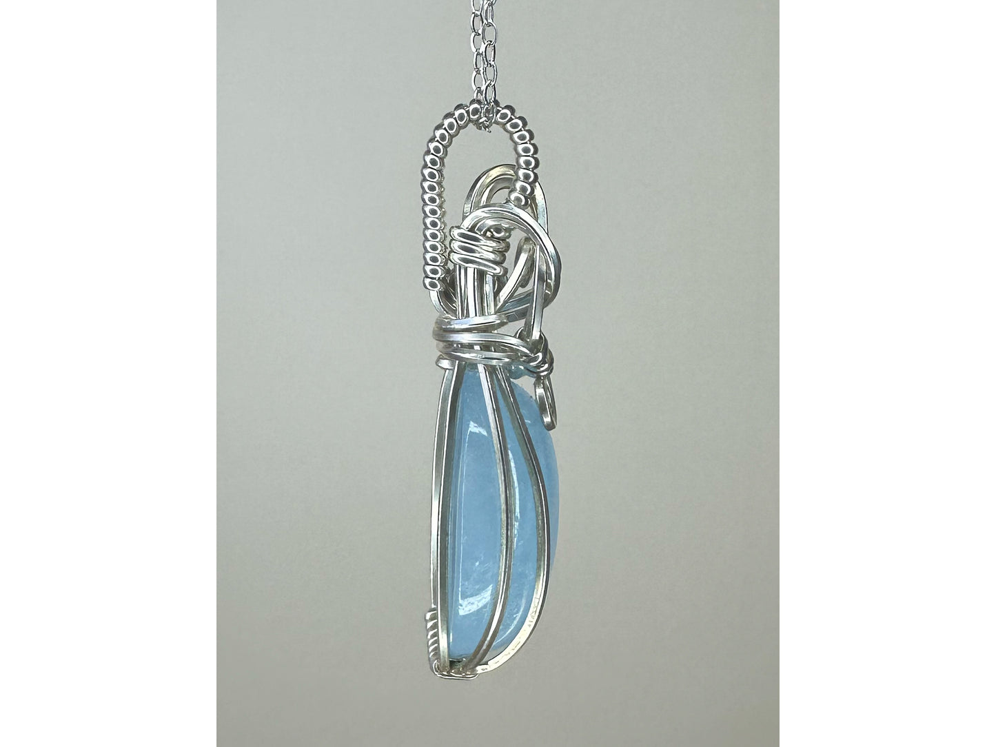 Wire-Wrapped Aquamarine Pendant in Sterling Silver Wire