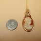 Vintage Handcarved Shell Cameo Depicting Woman with Curls in Hair Pendant Wire-Wrapped in 14k Goldfilled Wire