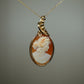 14k Goldfilled Wire-Wrapped Pendant with Authentic Handcarved Shell Cameo of the Goddess Demeter