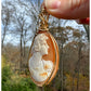 14k Goldfilled Wire-Wrapped Antique 1920s Carved Shell Cameo of Flapper Woman