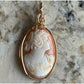 14k Goldfilled Wire-Wrapped Antique 1920s Carved Shell Cameo of Flapper Woman