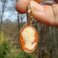 Wire-Wrapped Small Vintage Carved Shell Cameo of Woman Pendant in 14k Goldfilled Wire