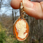 Wire-Wrapped Small Vintage Carved Shell Cameo of Woman Pendant in 14k Goldfilled Wire