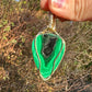 14k Goldfill and Sterling Silver Wire-Wrapped Malachite Pendant