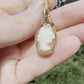 Wire-Wrapped Small Vintage Carved Shell Cameo of Woman Pendant in 14k Goldfilled Wire