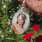 Vintage French Limoges Porcelain Cameo of Dark-Haired Woman Pendant Wrapped in Sterling Silver and 14k Goldfilled Wire