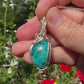 Parrot Wing Chrysocolla from Mexico Wrapped in Sterling Silver Wire