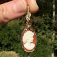Wire-Wrapped Small Vintage Carved Shell Cameo of Woman Pendant in 14k Goldfilled Wire