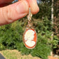Wire-Wrapped Small Vintage Carved Shell Cameo of Woman Pendant in 14k Goldfilled Wire