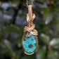 Wire-Wrapped White Water Turquoise with Pyrite Pendant in 14k Goldfill