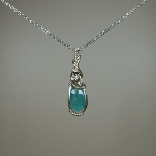 Grandidierite Pendant Wire-Wrapped in Sterling Silver