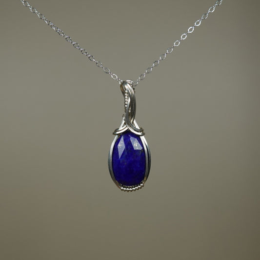 Lapis Lazuli Pendant Wire-Wrapped in Sterling Silver