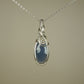 Blue Sapphire Pendant Wire-Wrapped in Sterling Silver