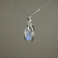 Blue Rainbow Moonstone Pendant Wire-Wrapped in Sterling Silver Wire