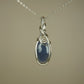 Blue Sapphire Pendant Wire-Wrapped in Sterling Silver