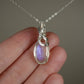 Blue Rainbow Moonstone Pendant Wire-Wrapped in Sterling Silver Wire