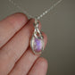 Blue Rainbow Moonstone Pendant Wire-Wrapped in Sterling Silver Wire